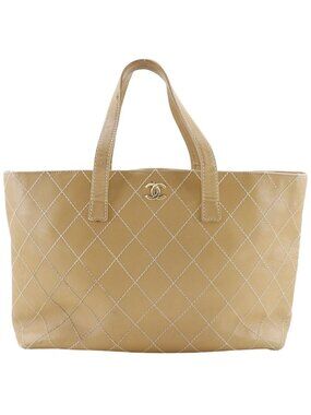 Chanel Wild Stitch Calf Beige Tote